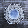 Wooden tealight holder rosette large flower carved candle holder