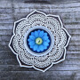Wooden tealight holder rosette large flower carved candle holder