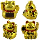 Glückskatze Mini Maneki-Neko Wohlstand Solar 5cm Winkekatze Lucky cat