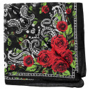 Bandana paisley con rose nere rosse verdi fazzoletto da collo quadrato