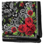 Bandana paisley con rose nere rosse verdi fazzoletto da collo quadrato