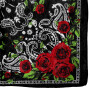 Bandana paisley con rose nere rosse verdi fazzoletto da collo quadrato