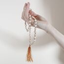 Gebetskette Mala Kette Totenkopf Perlen hell mit Toddel goldbraun Halskette Meditationskette