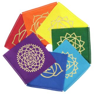 Prayer flag seven chakras fabric 4.33x4.33 inch multicoloured flag chain garland chakra colours