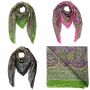 Baumwolltuch indische Blumen Muster03 bunt Lurex silber quadratisches Tuch
