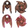 Cotton scarf indian flowers leafs pattern06 lurex silver square cloth