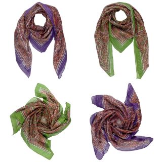 Sciarpa di cotone paisley grande piccolo allover motivo11 lurex argento panno quadrato