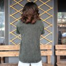 Baumwollshirt Dilip grün Kurzarm washed look T-Shirt Oberteil