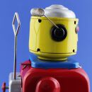 Robot Mr. Robot the mechanical brain tin robot red