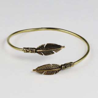 Armreif Metall gold verstellbar Federn Armband Armschmuck Modeschmuck