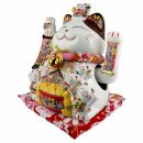 Lucky cat Maneki-neko waving cat family porcelain 30cm...