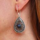 Ohrringe Metall Ornamentik oval mit Stein Hängeohrringe Modeschmuck Boho Ethno