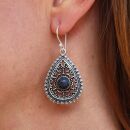 Ohrringe Metall Ornamentik oval mit Stein Hängeohrringe Modeschmuck Boho Ethno