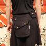 Premium Riñonero Buddy botones latón cinturón con bolsa bolsa de cadera negro