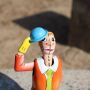 Giocattolo di latta clown Jonny personaggio da circo cappello clown di latta