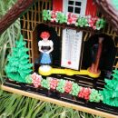 Casa del tiempo termómetro bosque negro cabaña de madera higrómetro retro