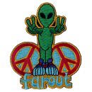Aufnäher Alien grün Peace Friedenszeichen...