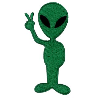 Aufnäher Alien grün Peace Friedenszeichen Patch