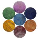 Untersetzer Blume des Lebens Speckstein 1x7 Chakrafarben rund Bieruntersetzer Glasuntersetzer