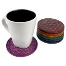 Untersetzer Blume des Lebens Speckstein 1x7 Chakrafarben rund Bieruntersetzer Glasuntersetzer