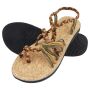 Damen Sandalen Zehentrenner Modell 04 grün braun