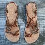 Damen Sandalen Zehentrenner Modell 04 grün braun