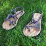 Damen Sandalen Zehentrenner Modell 10 schwarz weiß