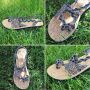 Damen Sandalen Zehentrenner Modell 10 schwarz weiß