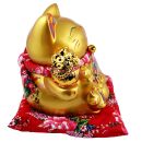 Agitando gato chino Maneki-neko porcelana 21cm gato saludando oro Lucky Cat