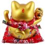 Agitando gato chino Maneki-neko porcelana 21cm gato saludando oro Lucky Cat