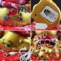 Agitando gato chino Maneki-neko porcelana 21cm gato saludando oro Lucky Cat