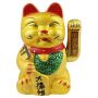 Lucky cat made of ceramic eyes closed maneki neko waving cat 17cm gold