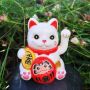 Glückskatze Mini Maneki-neko Schutz Schild Solar 5cm Winkekatze Lucky cat
