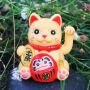 Glückskatze Mini Maneki-neko Schutz Schild Solar 5cm Winkekatze Lucky cat