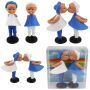 Magnetic kissing dolls maritime blue white kissing couple retro classic