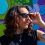 Narrow sunglasses Snake Gap biker glasses 7x4 cm black matt