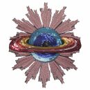 Patch XL planet Saturn sequins pink blue back patch