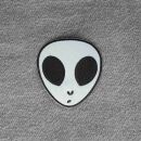 Aufnäher Alienkopf grau Patch