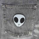 Aufnäher Alienkopf grau Patch