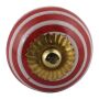 Ceramic door knob shabby chic - Stripes - red-white