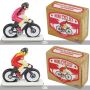 Blechspielzeug Mini Fahrrad Fahrradfahrer Miniatur Figur Blechfahrrad