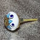 Ceramic door knob shabby chic - Flower 03 - blue