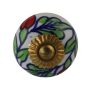Ceramic door knob shabby chic - Flower 04 - red-green