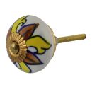 Ceramic door knob shabby chic - Flower 05 - yellow-brown