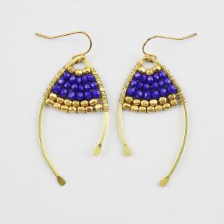 Ohrringe Messing Ornament dunkelblau Hängeohrringe Ohrhänger Modeschmuck