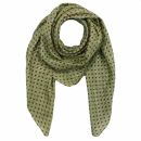 Sciarpa di cotone - stelle 0,7 cm verde-oliva - argento...