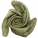 Pañuelo de algodón - Estrellas 0,7 cm verde-oliva - roja Lúrex plata - Pañuelo cuadrado para el cuello