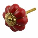 Ceramic door knob shabby chic Rosette - unicolour - red