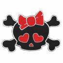 Backpatch - Skull with heart &amp; bows - red