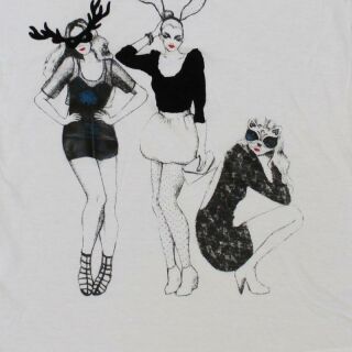 Lady Shirt - Women T-Shirt - Frauen mit Masken und Ohren S